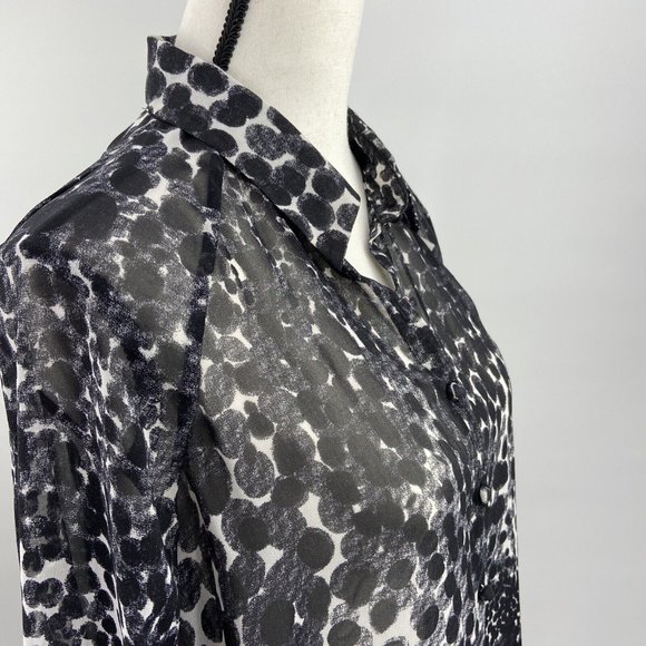 CAbi Sz S Sheer Long Sleeve Button Up Blouse Oversize Shirt Romantic Goth Black - Picture 5 of 9